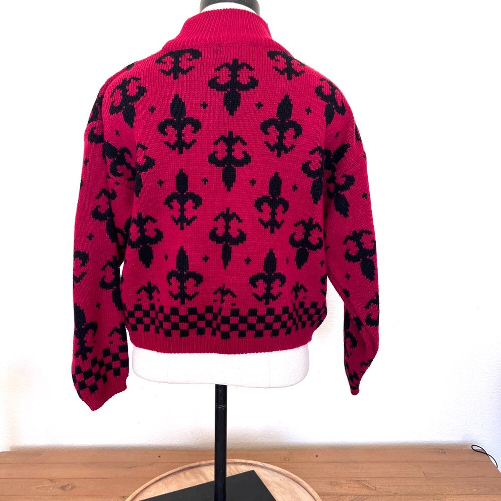 90's Pullover Sweater - Fleur-De-Lis Pattern - Ja… - image 6